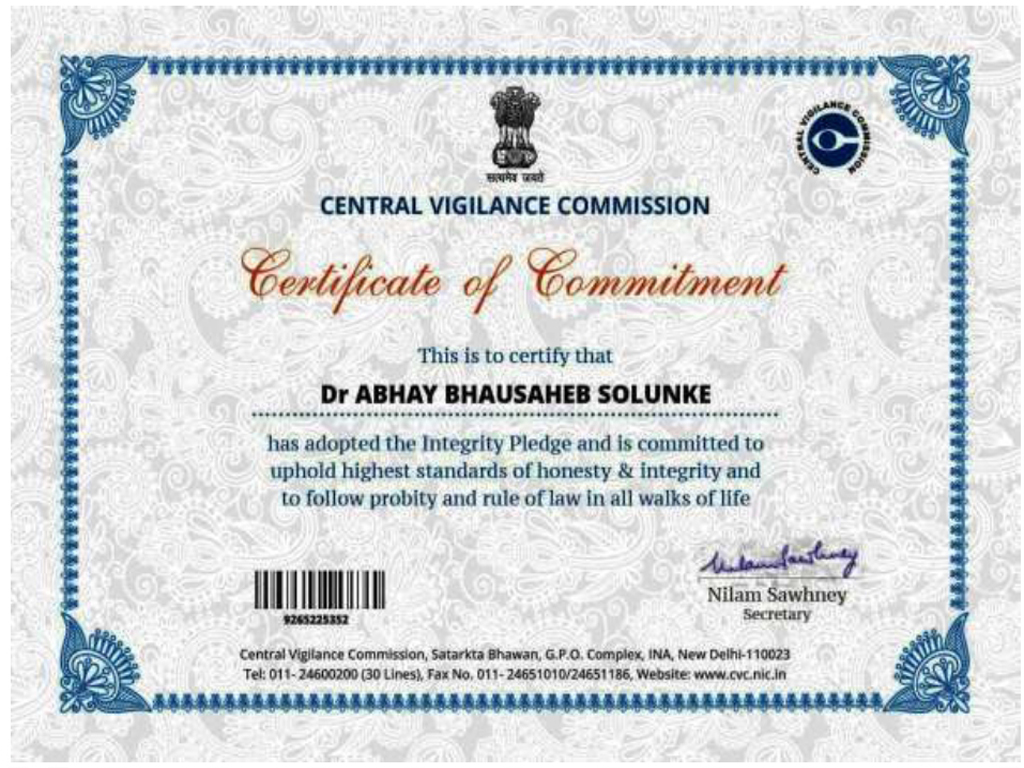 Certificate Of Commitment
